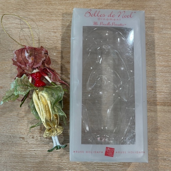 Vintage Russ Berrie Belles de Noel Ms Priscilla Poinsettia Christmas Ornament - Picture 4 of 5